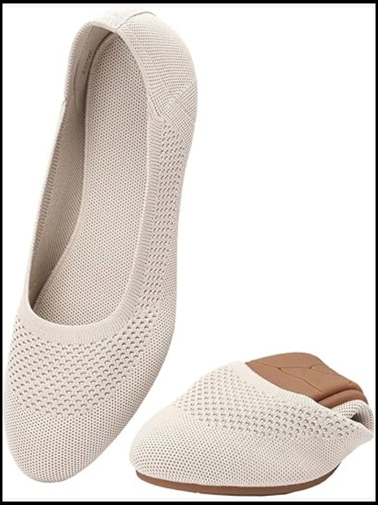 Knit Ballet Flats Round Toe Slip On Walking Shoes Lightweight Casual Chic